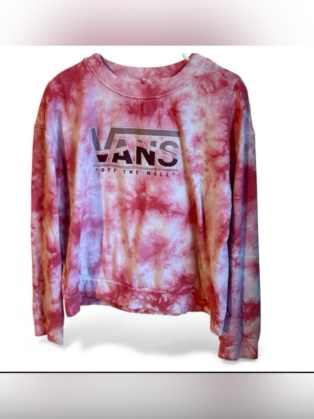Vans Pink Tie Dye Crop Crewneck Sweatshirt Size Large